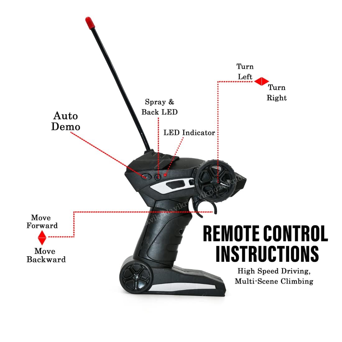 Remote Control Car For Kids With Mist Smoke Effect 2 Wd Monster Truck Rock Crawler Climbing Rc Toy Vehicle Car For Boys,Blue