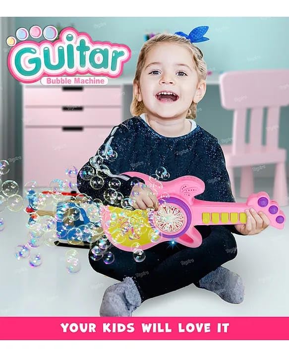 Guitar Bubble Machines, Automatic Bubble Blower Toys for Kids, Bubble Machine for Indoor & Outdoor Play, 100% Safe & Skin Friendly- Best for Gifts