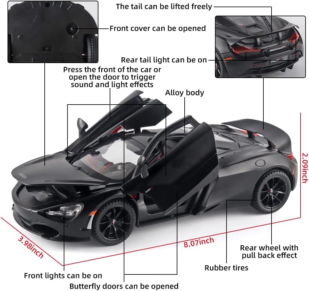 McLaren 720S Diecast Model 1:32 Scale – G Black