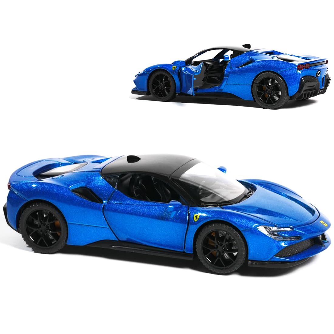 1:32 Scale Ferrari Die-Cast Model Car – Blue | Pull Back Action, Openable Doors