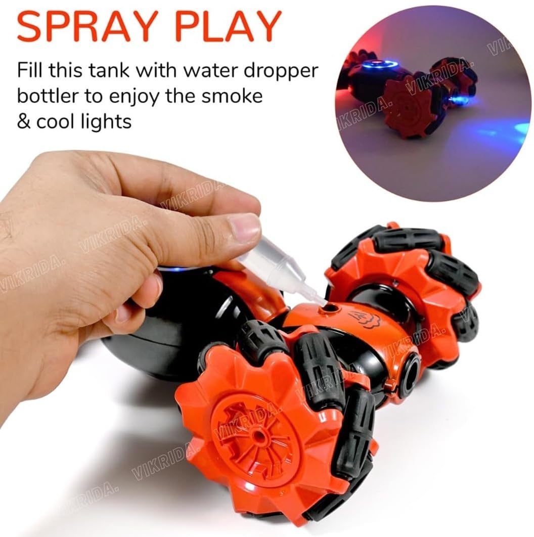 Stunt Car Toy with Gesture Sensing Twist and 2.4G Remote Control Technology - Orange - Double-Sided Car - Mini Deformation Toy Cars for Kids