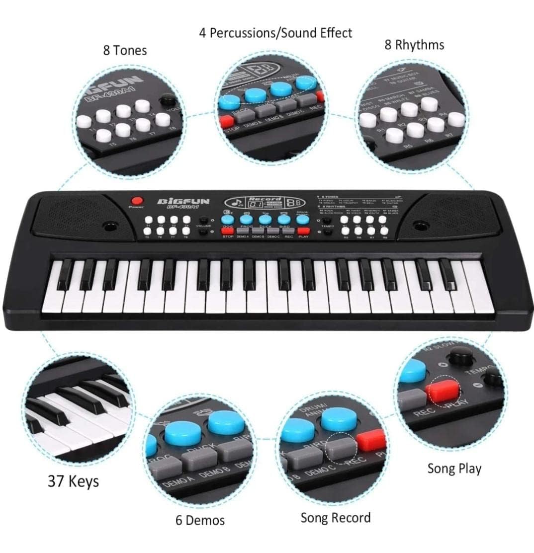 Children’s Electronic Keyboard Piano – 37 Keys Music Learning Toy with Sound Effects and Recording