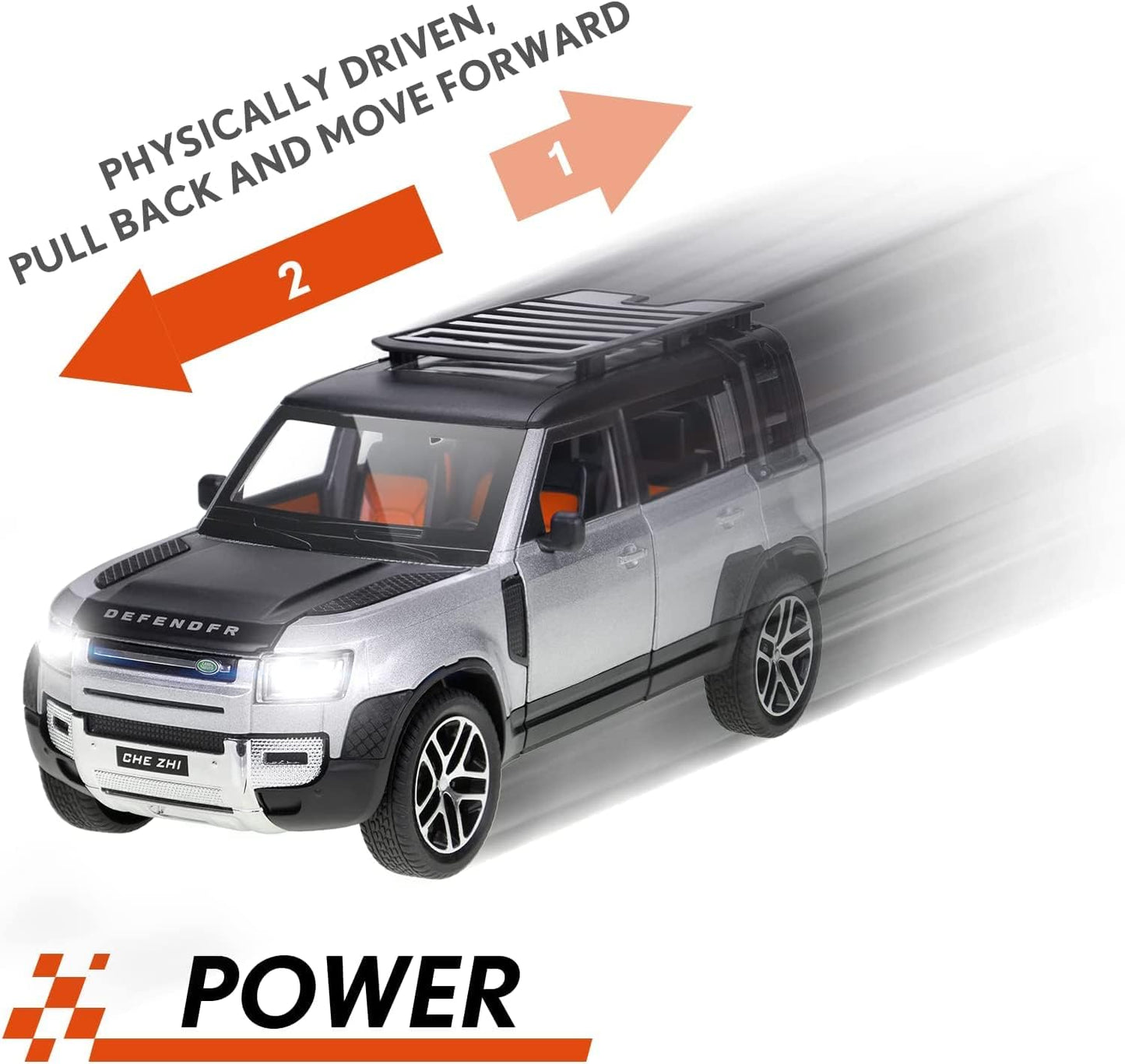 METAL DEFENDER JEEP 1:24 Scale Land Rover Defender Toy Cars, Diecast Model Luxury Metal Car Collection | Collectible Toys | Zinc Alloy Pull Back with Front and Back...
