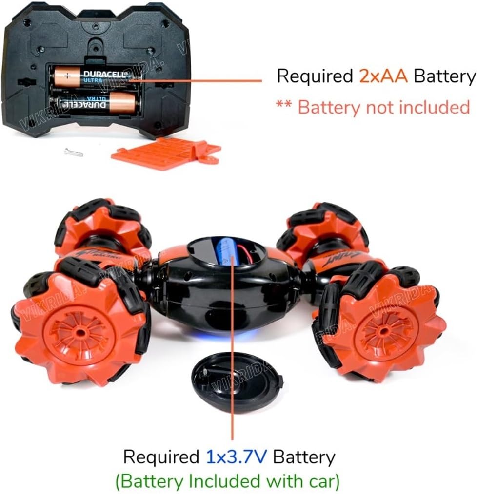 Stunt Car Toy with Gesture Sensing Twist and 2.4G Remote Control Technology - Orange - Double-Sided Car - Mini Deformation Toy Cars for Kids
