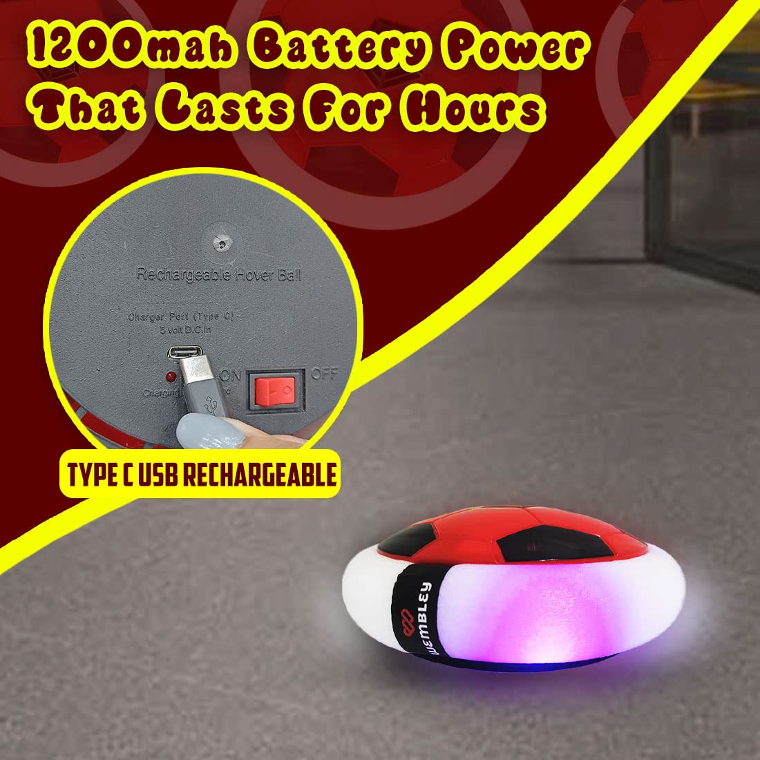 Rechargeable Hover Football Indoor Game for Kids Toys for Boys Birthday Gift | Electric Air Football Floating Hover Ball Soccer Electronic Toys for...