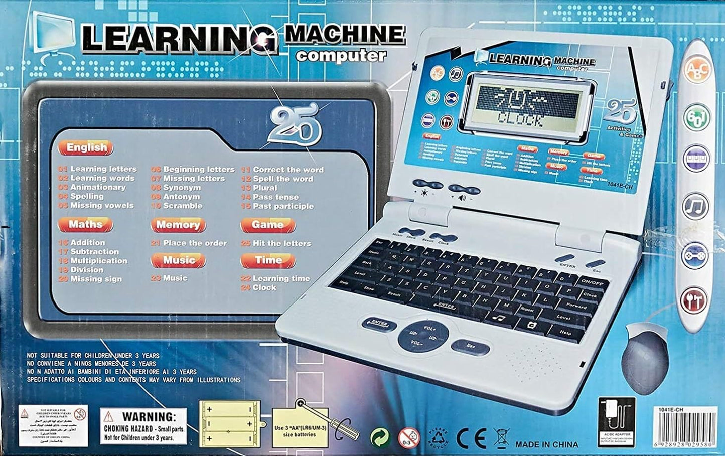 Kids Educational Laptop Shape Notebook Computer with Mouse and Power Adaptor. Comes with 30 Fun Activities | Vocabulary | Grammar | Mathematics