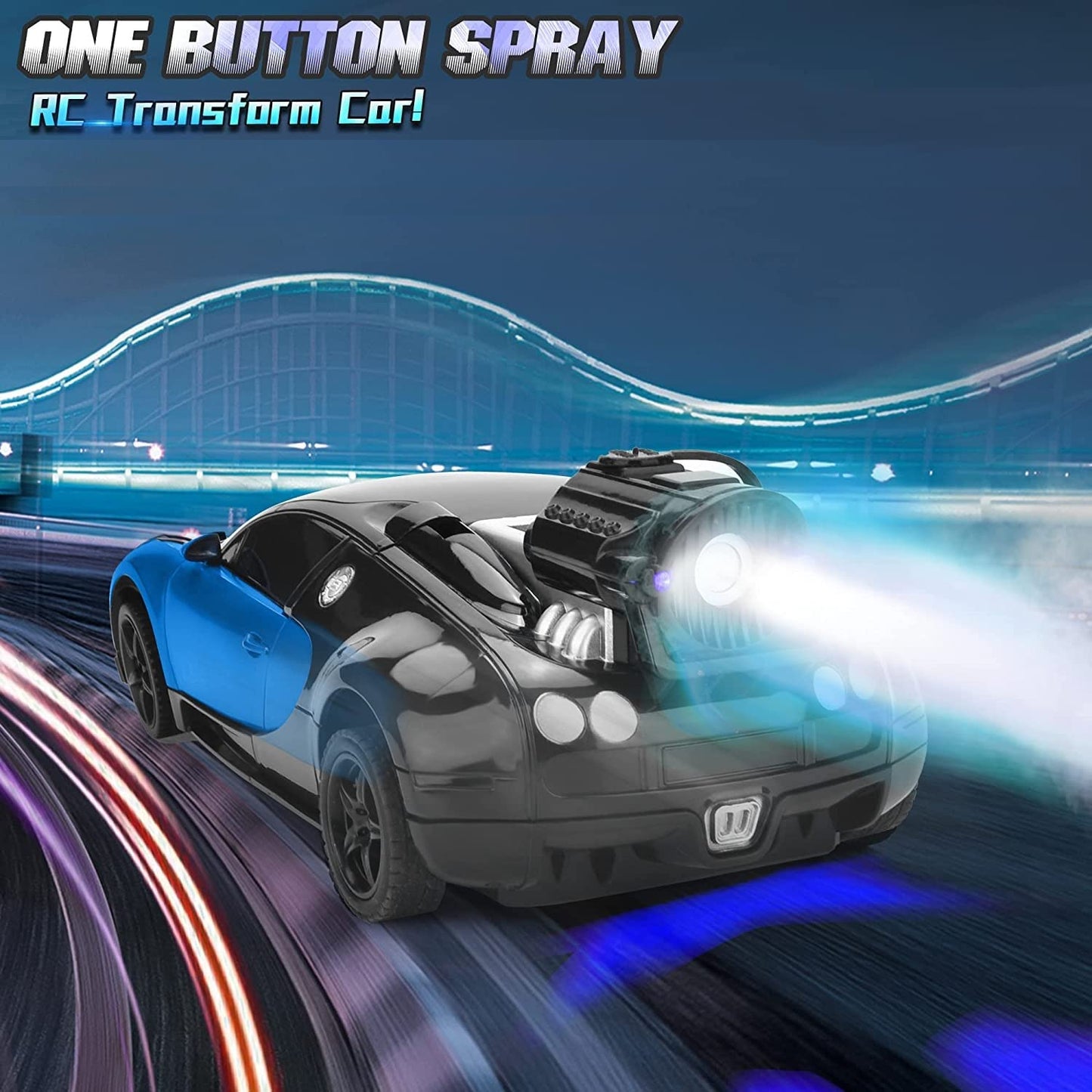 Deformation Spray Car – Transforming Robot Car with Mist Spray, Lights & Sound (Red & Blue Available)