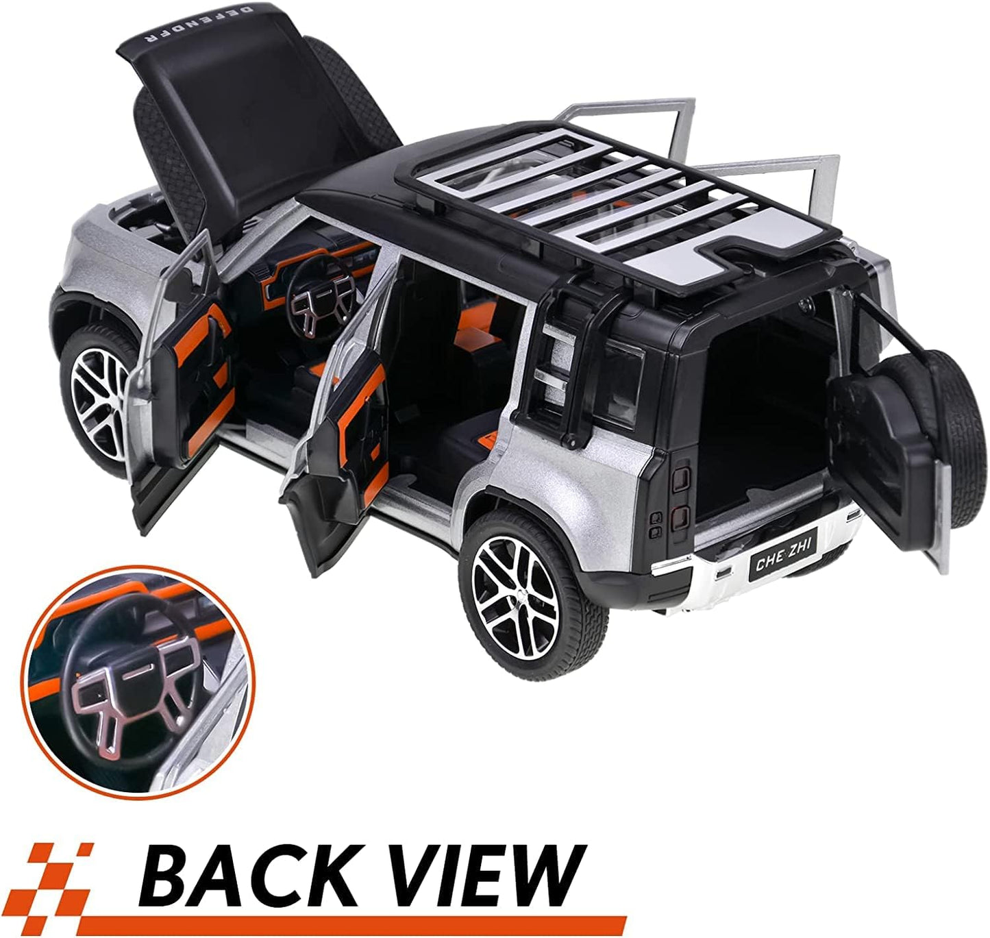 METAL DEFENDER JEEP 1:24 Scale Land Rover Defender Toy Cars, Diecast Model Luxury Metal Car Collection | Collectible Toys | Zinc Alloy Pull Back with Front and Back...
