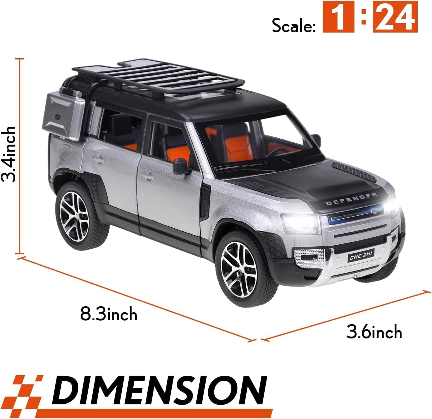 METAL DEFENDER JEEP 1:24 Scale Land Rover Defender Toy Cars, Diecast Model Luxury Metal Car Collection | Collectible Toys | Zinc Alloy Pull Back with Front and Back...