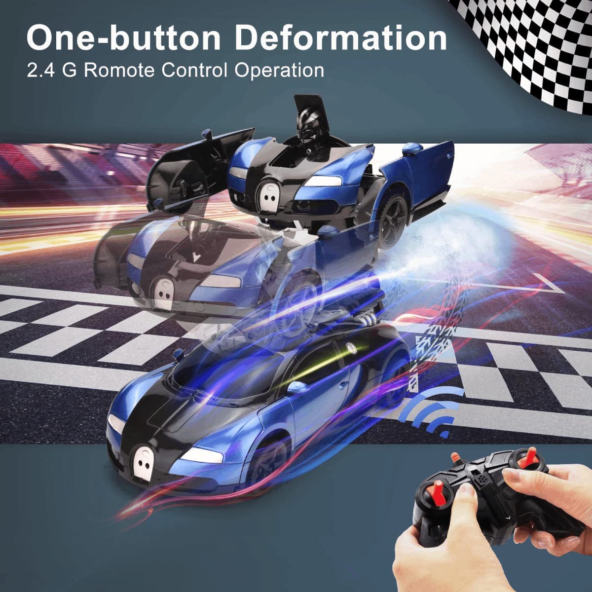 Deformation Spray Car – Transforming Robot Car with Mist Spray, Lights & Sound (Red & Blue Available)