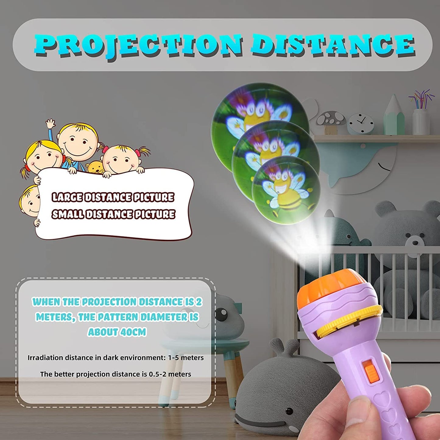 Kids Story Projector Torch – Multi-Theme Slide Projection Flashlight Toy