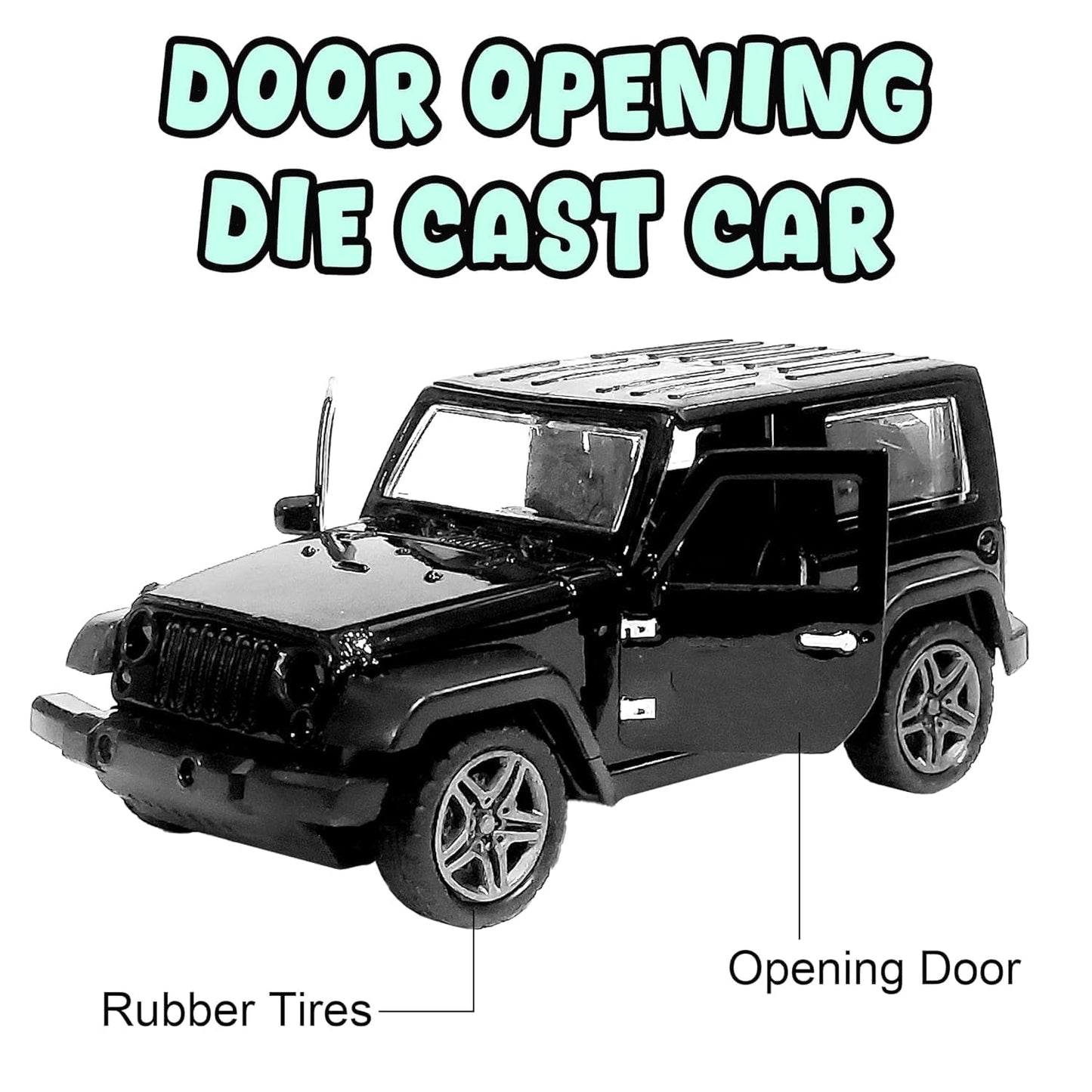 1:36 Scale Thar Diecast Model Car – Black | Collectible Toy with Openable Doors
