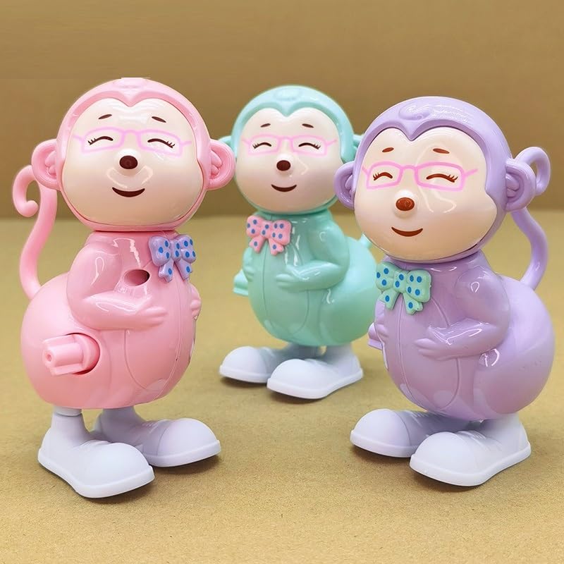 Colorful Key Operated Jumping Wind up Interactive Walking Toys for Baby & Kids- Monkey Wind-up Toys (Pack of 3)