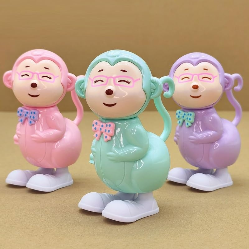 Colorful Key Operated Jumping Wind up Interactive Walking Toys for Baby & Kids- Monkey Wind-up Toys (Pack of 3)