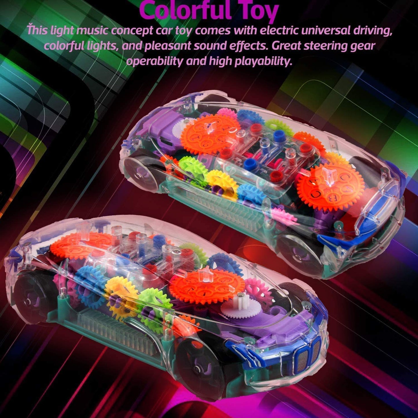 Remote Control Concept Musical and 3D Lights Kids Transparent Car, Toy for 2-5 Year Kids Baby Toy Recharbeable Battery Included - New