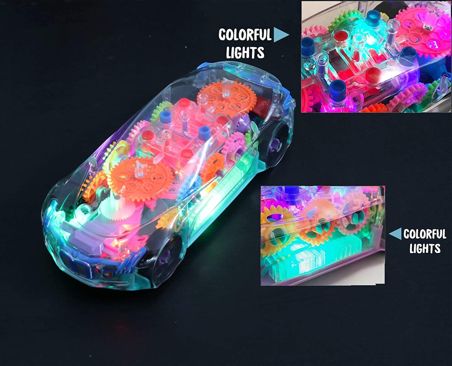 Remote Control Concept Musical and 3D Lights Kids Transparent Car, Toy for 2-5 Year Kids Baby Toy Recharbeable Battery Included - New