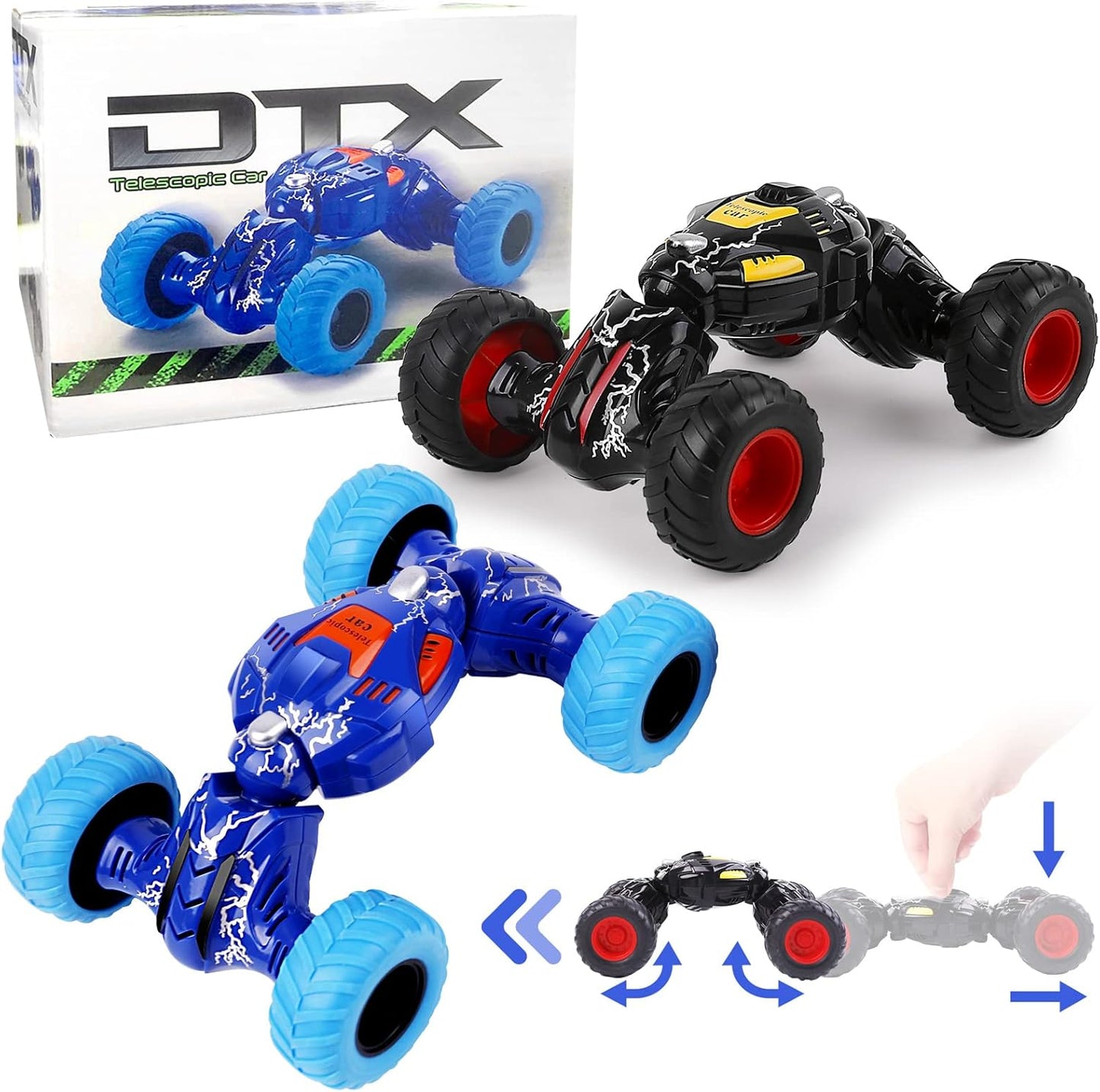 DTX Pull Back Car, (Pack of 2) Monster Toys Cars for 3 Year Old Boys and Toddlers, Friction