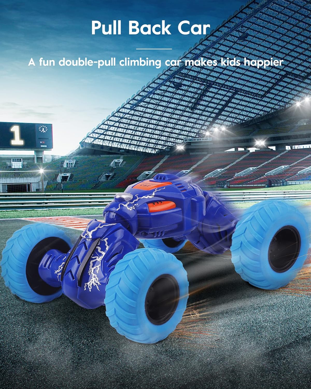 DTX Pull Back Car, (Pack of 2) Monster Toys Cars for 3 Year Old Boys and Toddlers, Friction