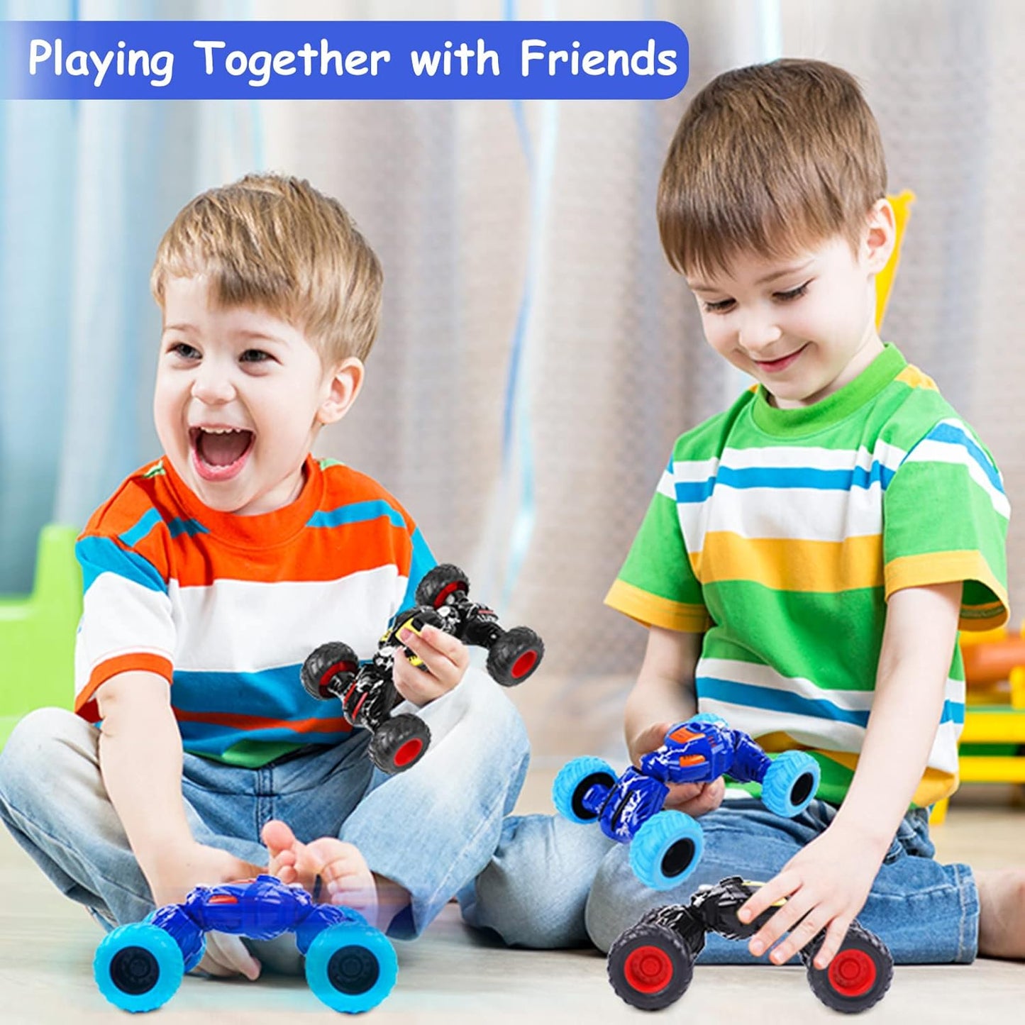 DTX Pull Back Car, (Pack of 2) Monster Toys Cars for 3 Year Old Boys and Toddlers, Friction