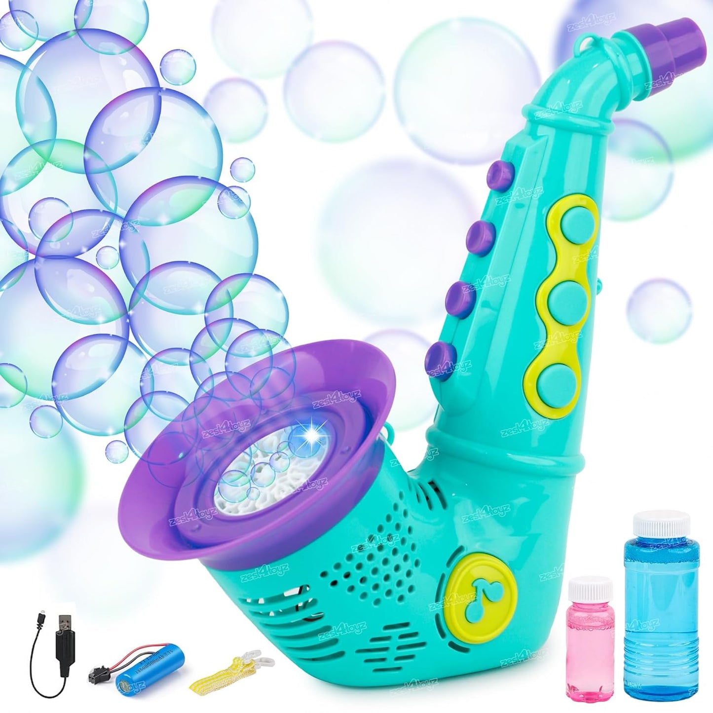 Saxophone Bubble Machine for Kids - Automatic Bubble Gun with 1 Bubble Solution & Rechargable Battery Toddler Outdoor Toys Gift for Kids