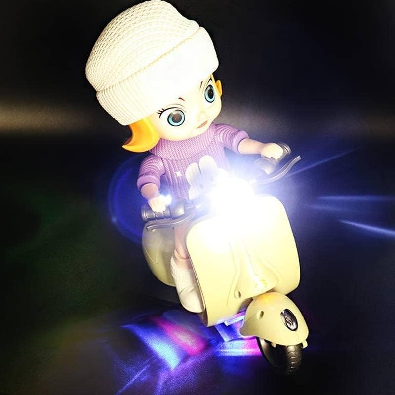 Stunt Scooter Bump & Go 360 Degree Rotating Spot Stunt Scooter Dancing Motorcycle Toy with Flashing Light & Sound Musical Bicycle Toys