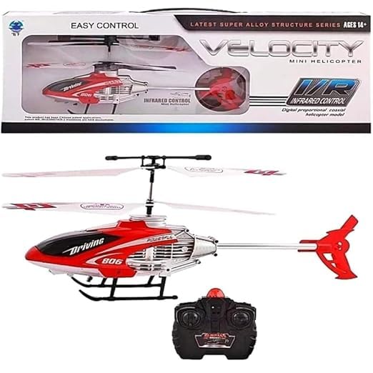 Remote Control Velocity Flying Helicopter with Unbreakable Blades, Infrared Sensors & Light, 2D/2.5D Transmitter Chargeable Helicopter Toy for Kids