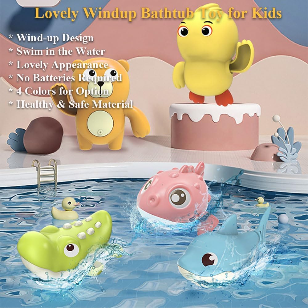 Windup Crocodile Bath Toy, Wind-up Swimming Alligator Bathtub Toy Alligator Tub Toy Water Toy Bathtub Crocodile Floating Toy Crocodile Water Toy Pc 4