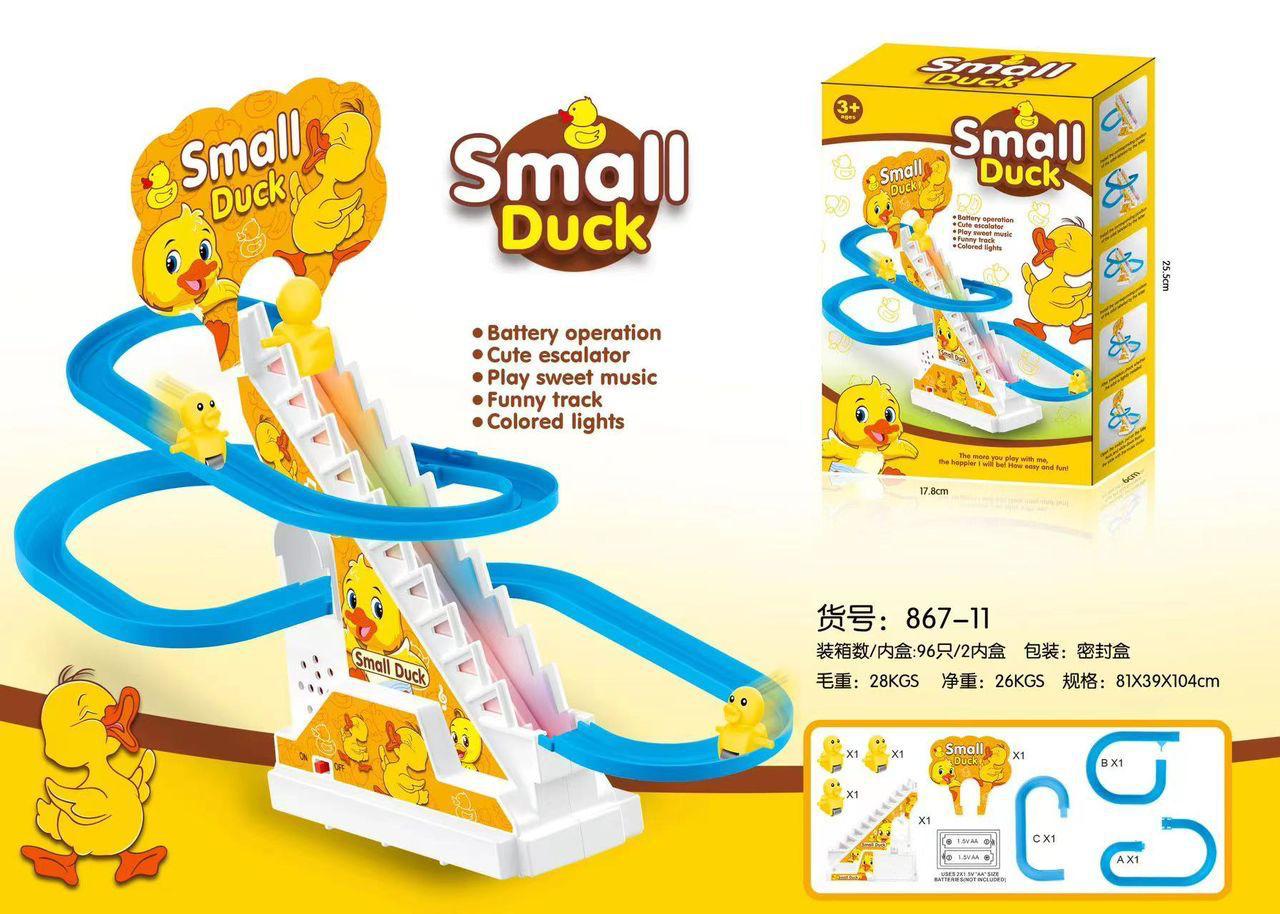 Duck Track Toys for Kids - Ducks Chasing Race Track Game Set - Small Ducks Stair Climbing Toys for Kids, Escalator Toy with Lights and Music - 3 Duck Included (Duck Track)