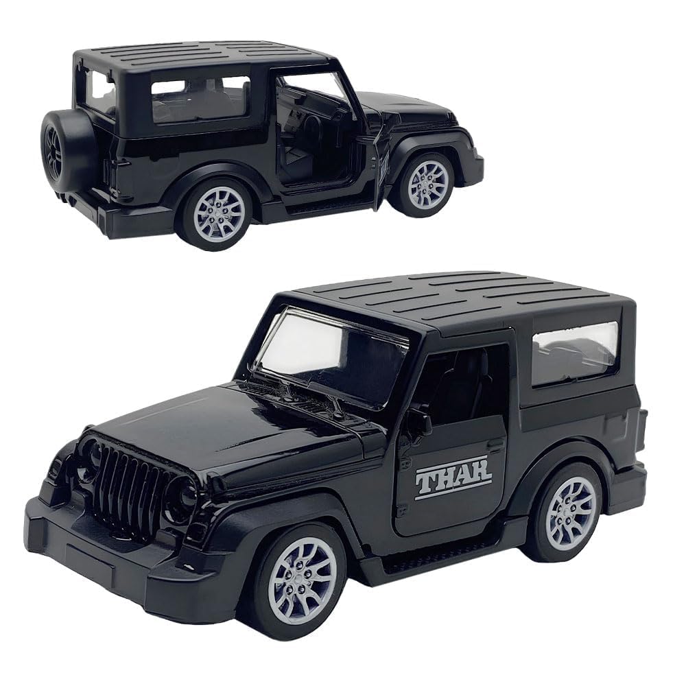 1:36 Scale Thar Diecast Model Car – Black | Collectible Toy with Openable Doors