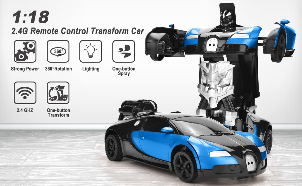 Deformation Spray Car – Transforming Robot Car with Mist Spray, Lights & Sound (Red & Blue Available)