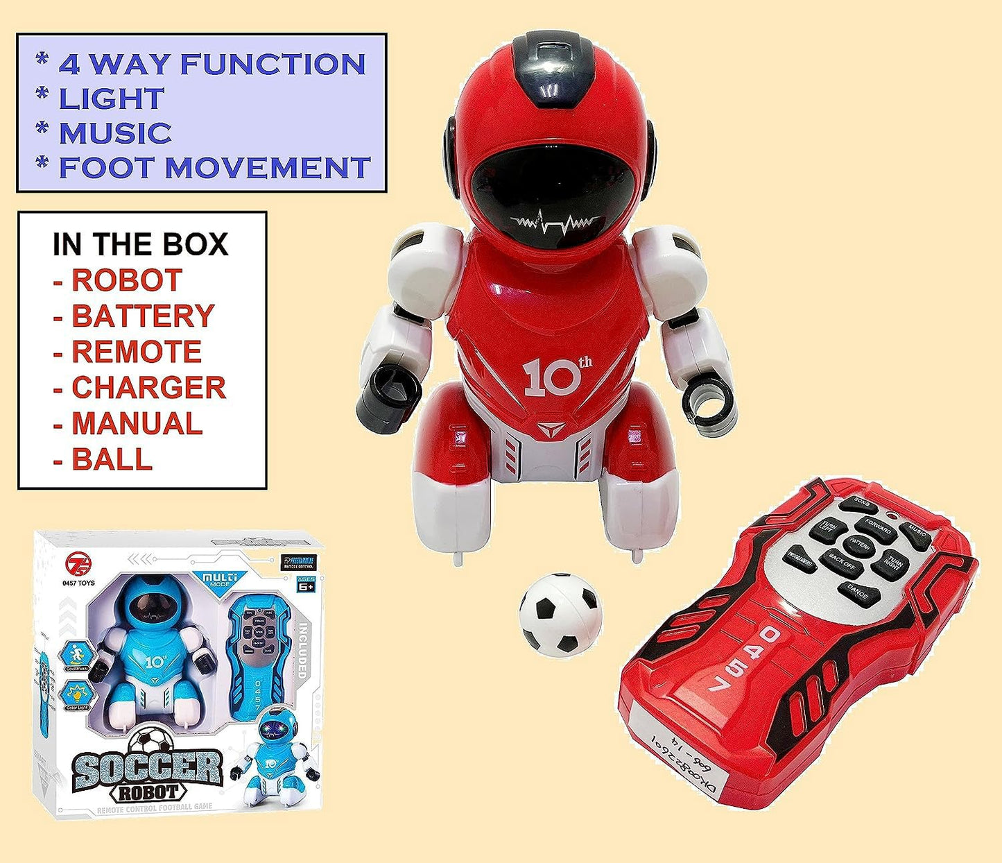 Soccer Robot Soccer Playing Programmable Dancing &amp; Walking Robot for Kids with Lights Style