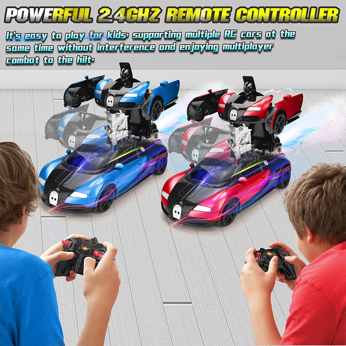 Deformation Spray Car – Transforming Robot Car with Mist Spray, Lights & Sound (Red & Blue Available)