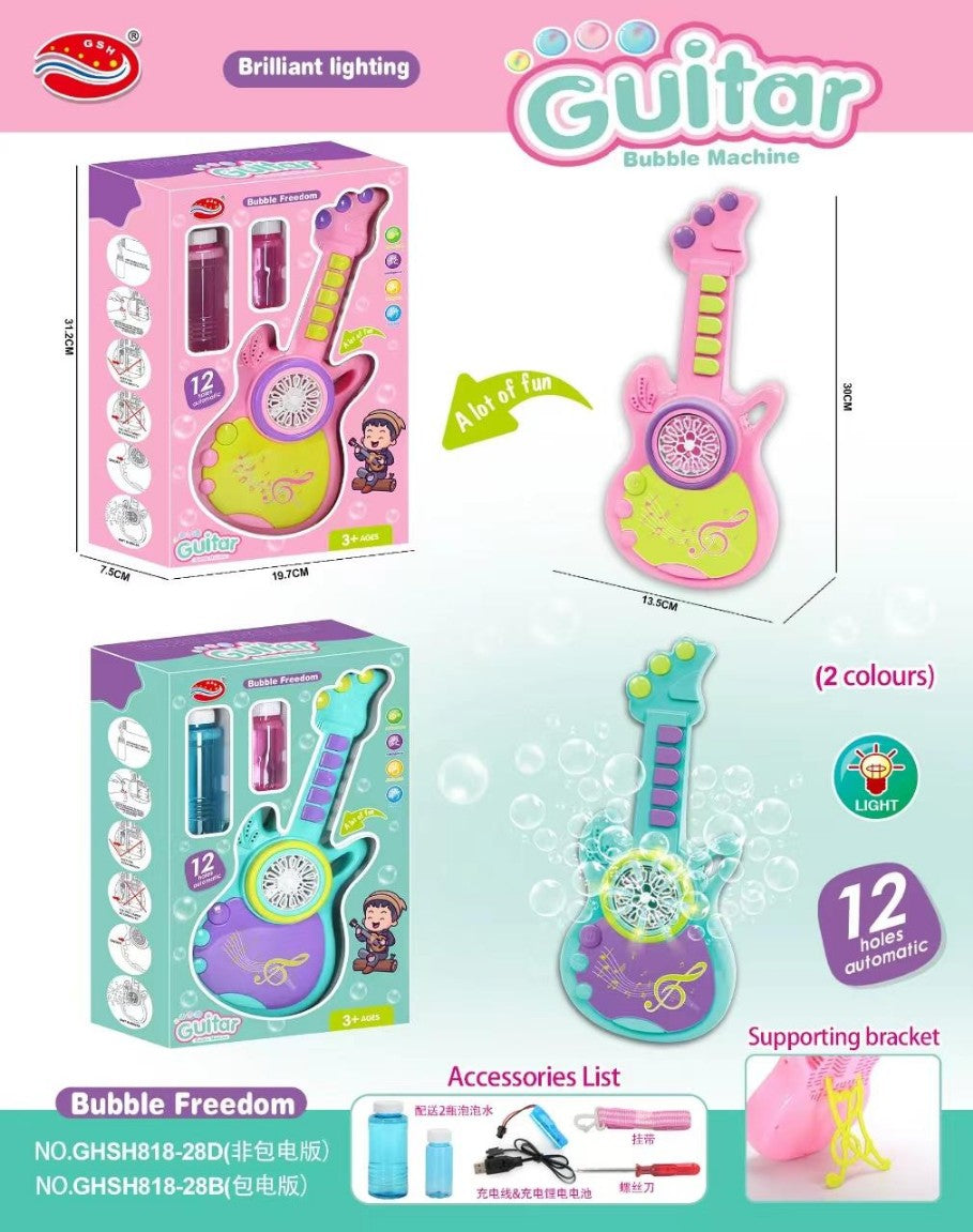 Guitar Bubble Machines, Automatic Bubble Blower Toys for Kids, Bubble Machine for Indoor & Outdoor Play, 100% Safe & Skin Friendly-  Best for Gifts