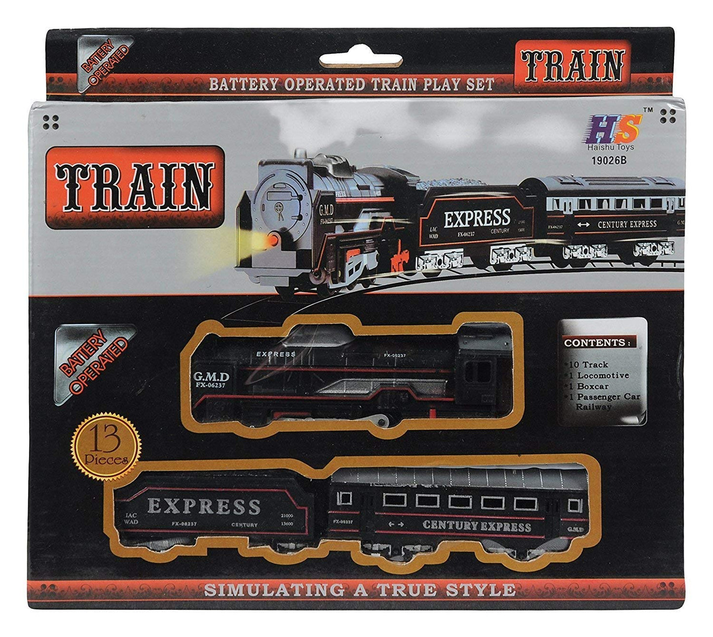 Black Train Toy  13 Pieces Battery Operated Toy Set for Kids  Big Size & Musical Toy Train for Kids