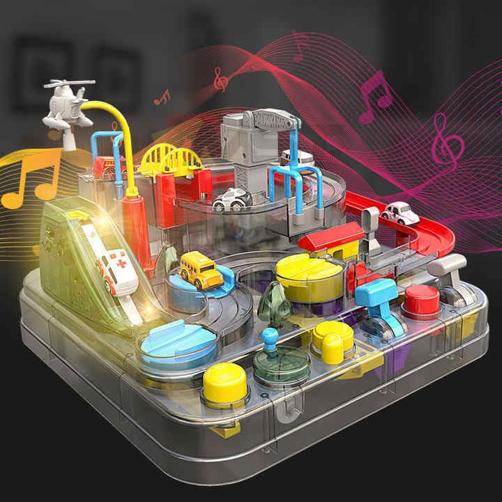 Car Race Track Toy for Kids Ages 2 14  Adventure Ramp Tracks with Crane, Gas Station & Parking Playset  Includes 4 Cars, Perfect for Toddlers and Preschoolers (City Adventure Racetrack)
