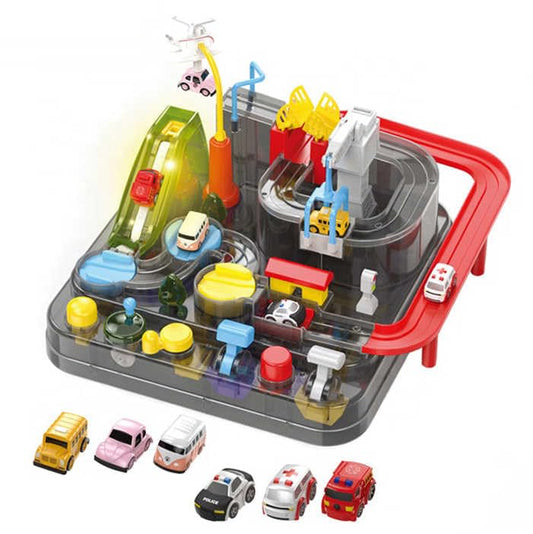 Car Race Track Toy for Kids Ages 2 14  Adventure Ramp Tracks with Crane, Gas Station & Parking Playset  Includes 4 Cars, Perfect for Toddlers and Preschoolers (City Adventure Racetrack)