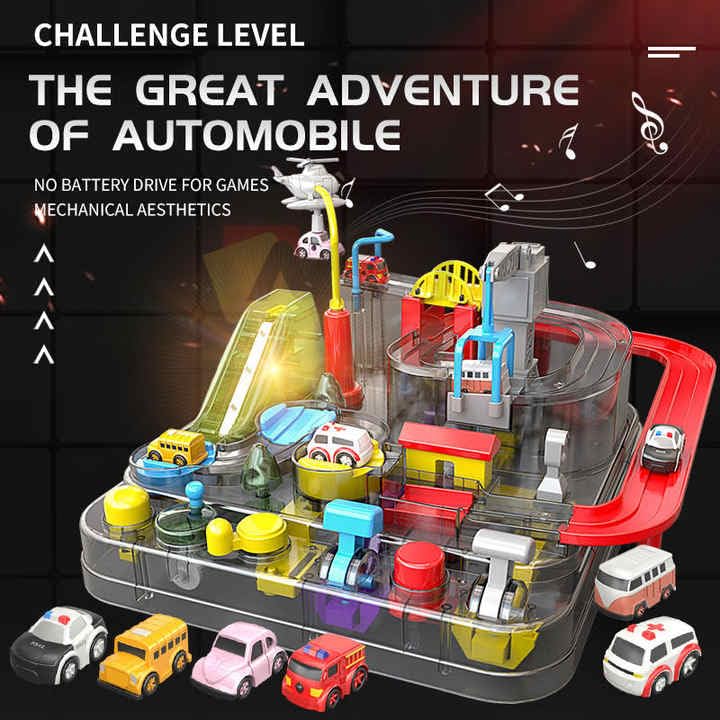 Car Race Track Toy for Kids Ages 2 14  Adventure Ramp Tracks with Crane, Gas Station & Parking Playset  Includes 4 Cars, Perfect for Toddlers and Preschoolers (City Adventure Racetrack)