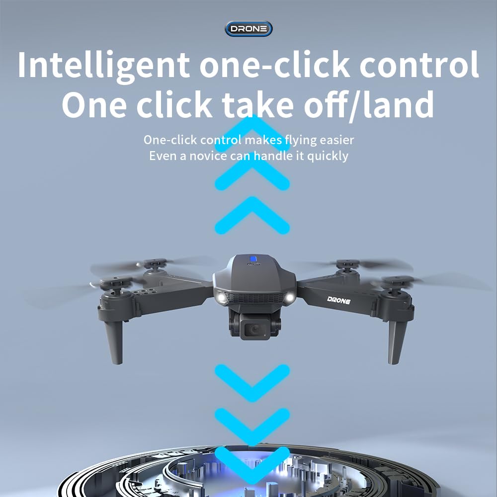 E88 Drone with 4K Camera, Foldable, 1080P HD, FPV Live Video, One Key Take Off/Landing, 3D Flips, Altitude Hold, Headless Mode, Gestures Selfie,