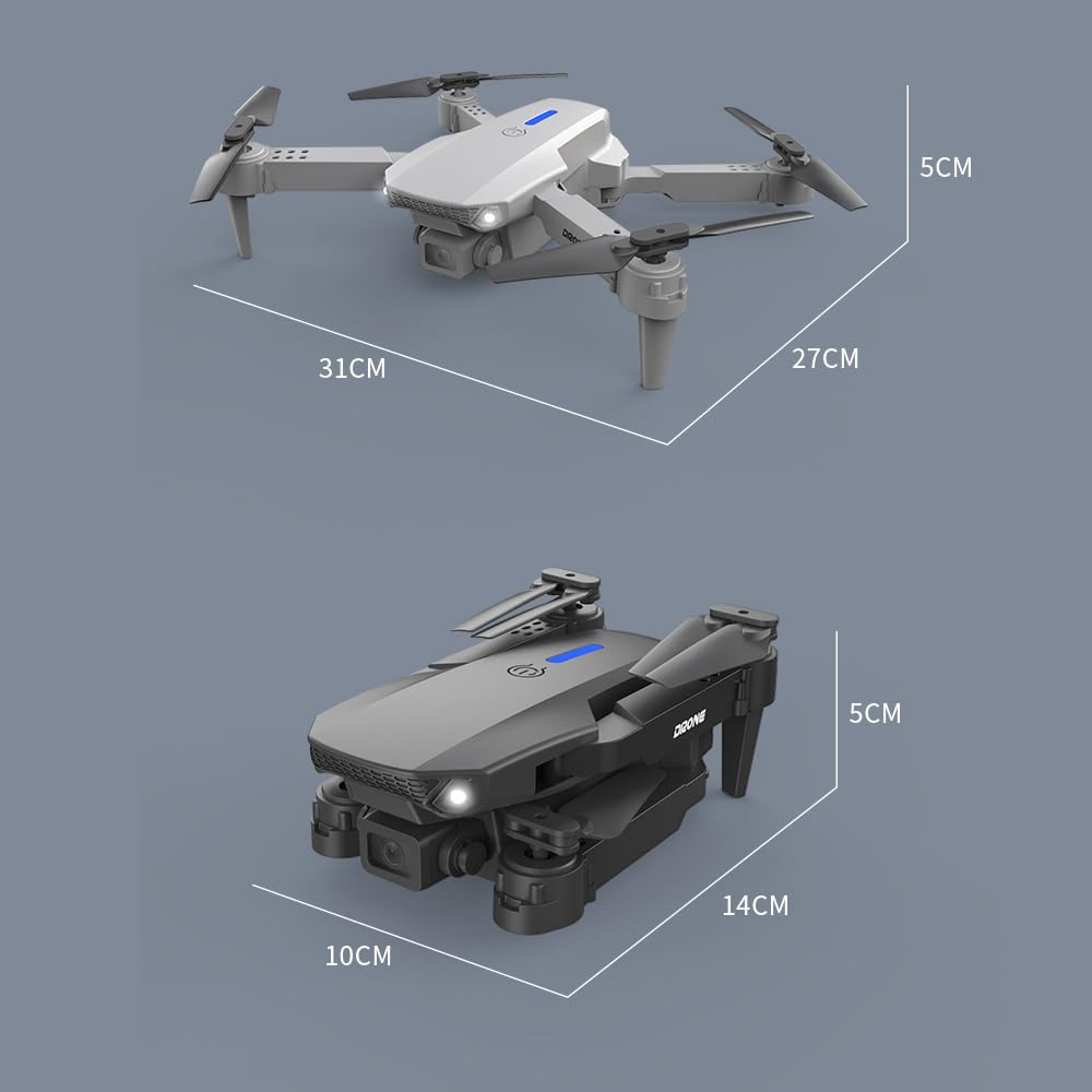 E88 Drone with 4K Camera, Foldable, 1080P HD, FPV Live Video, One Key Take Off/Landing, 3D Flips, Altitude Hold, Headless Mode, Gestures Selfie,