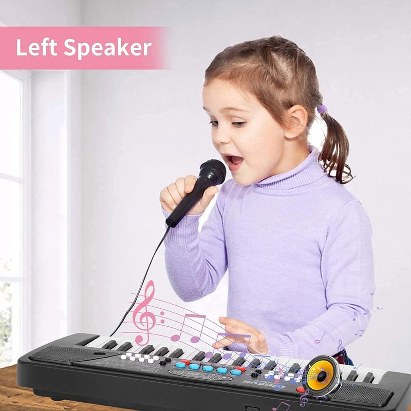 Musical Sound Toys 37 Key Piano Keyboard Toy with Recording and Mic and Adapter for Power | 8 Rhythms 8 Tones 6 Demos Portable Electronic Keyboard Toy Beginners Age 3 to 5 Years Boys Girls