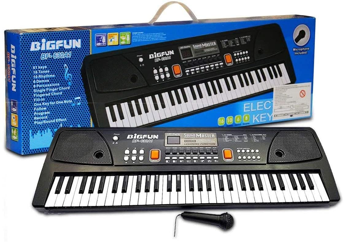 Musical Sound Toys 37 Key Piano Keyboard Toy with Recording and Mic and Adapter for Power | 8 Rhythms 8 Tones 6 Demos Portable Electronic Keyboard Toy Beginners Age 3 to 5 Years Boys Girls