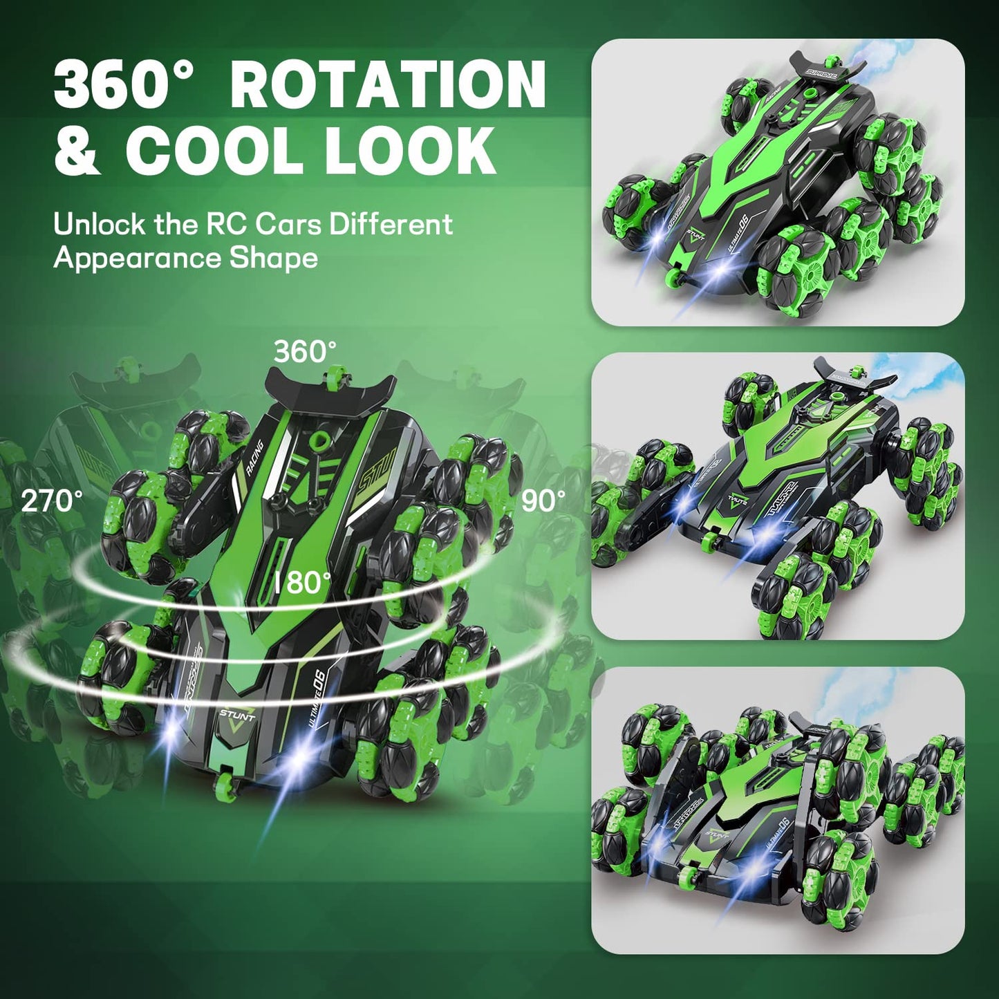 Sensor Car Remote Control Car for Boys 8-12 & Age 4-7, 360 Degrees Rotating Drift RC Stunt Cars with LED Lights and Spray, Hobby RC Car Toy For Kid with 2.4Ghz...