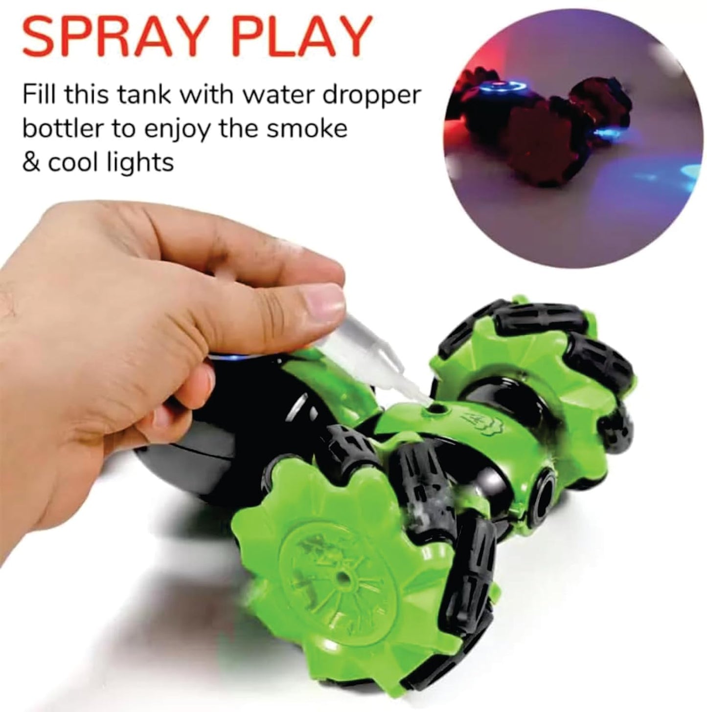 Sensor Car Toy with Gesture Sensing Twist and 2.4G Remote Control Technology - Double-Sided Mini Deformation with Smoke Toy Car for Kids