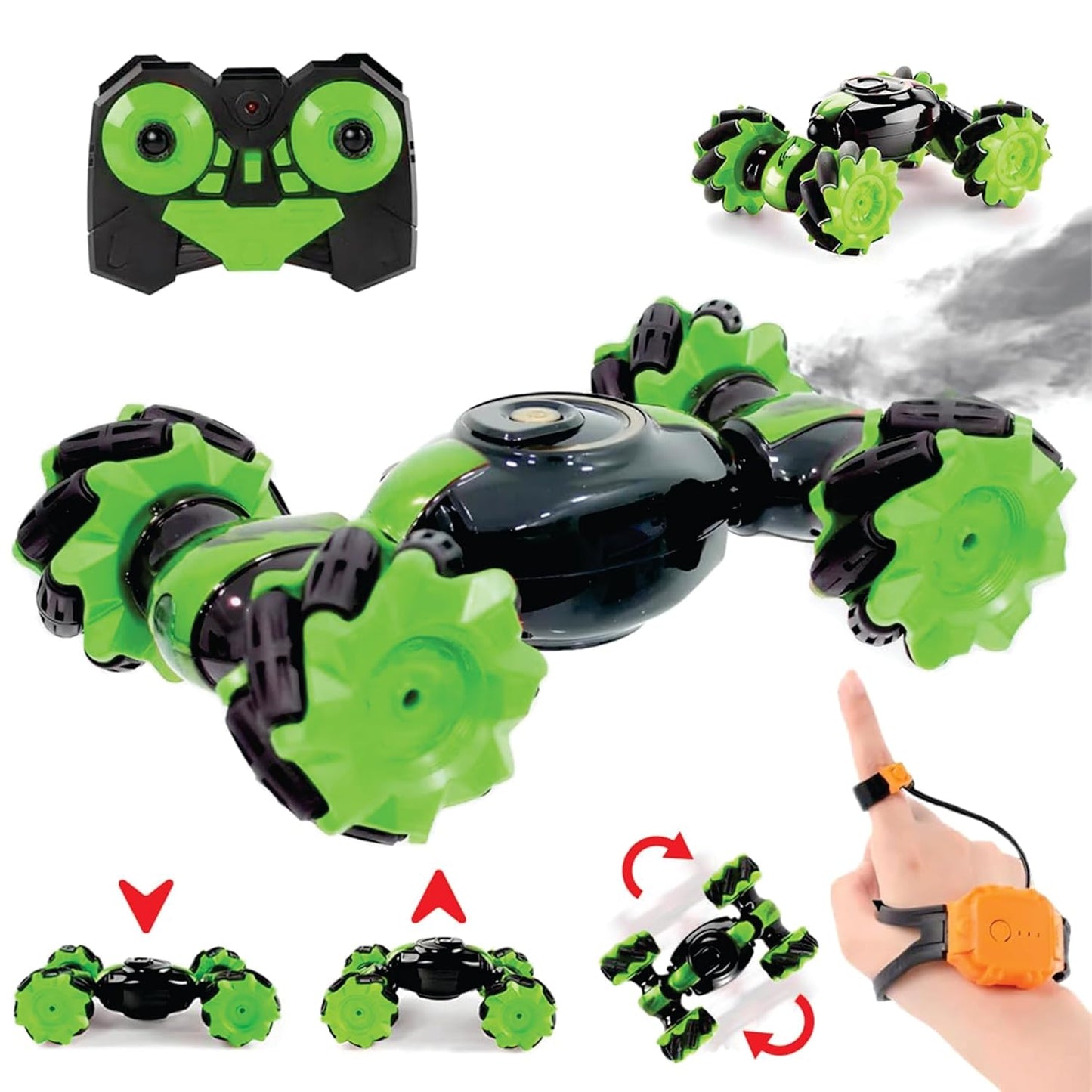Sensor Car Toy with Gesture Sensing Twist and 2.4G Remote Control Technology - Double-Sided Mini Deformation with Smoke Toy Car for Kids