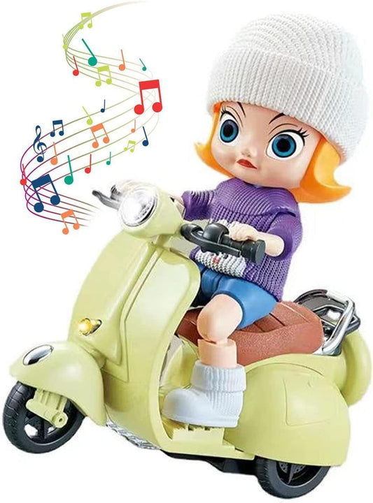 Stunt Scooter Bump & Go 360 Degree Rotating Spot Stunt Scooter Dancing Motorcycle Toy with Flashing Light & Sound Musical Bicycle Toys