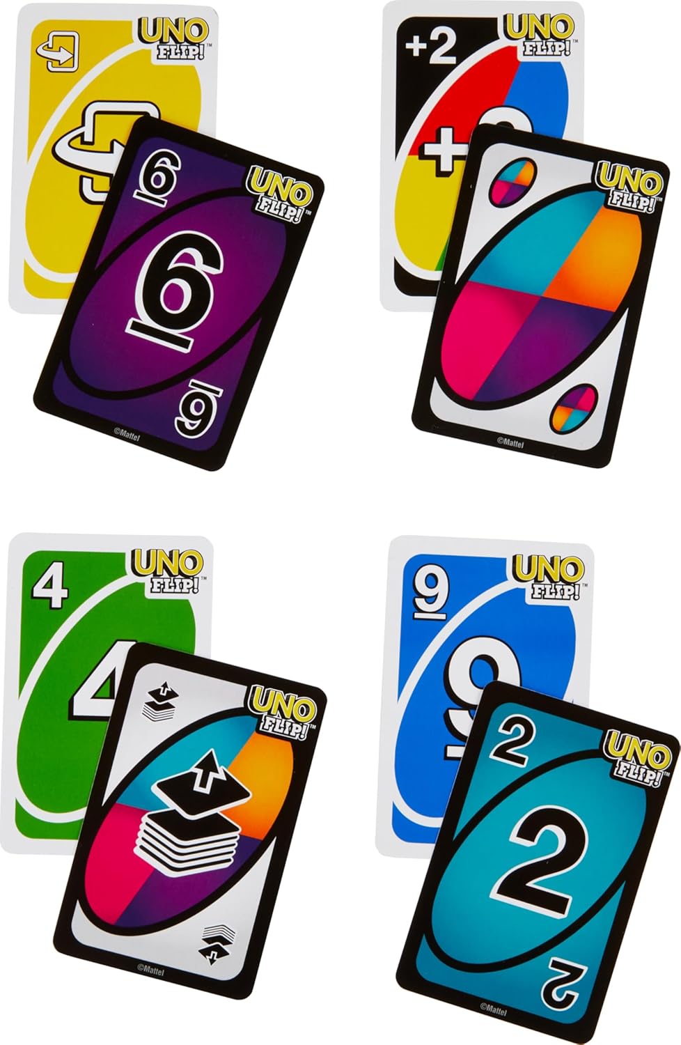 UNO FLIP Card Game with Double-Sided Cards, Family Card Game for Ages 7+, 2-10 Players