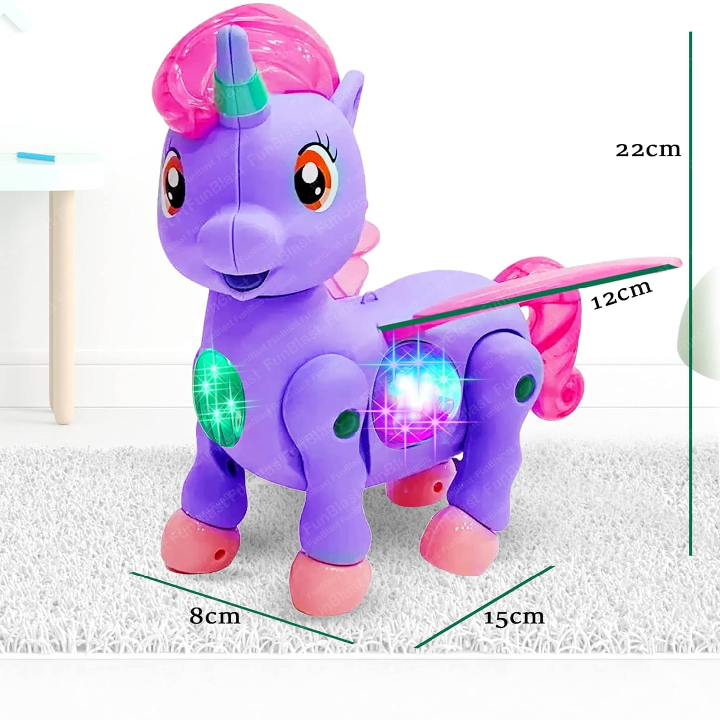 Walking Unicorn Toy - Musical Unicorn Horse Toy with 3D Light and Music for Kids, Animal Figure Toy for 3+ Years Kids, Boys, Girls, Musical Toys for Kids (Purple)