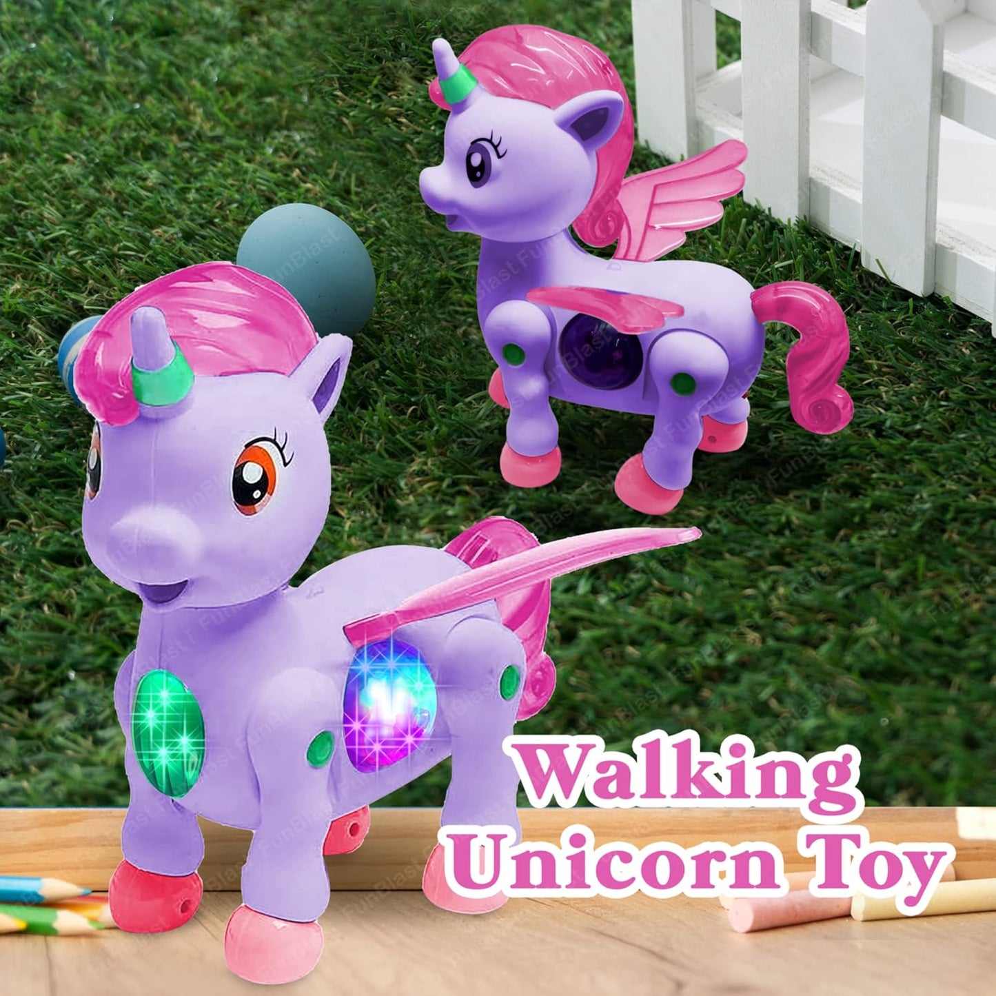 Walking Unicorn Toy - Musical Unicorn Horse Toy with 3D Light and Music for Kids, Animal Figure Toy for 3+ Years Kids, Boys, Girls, Musical Toys for Kids (Purple)