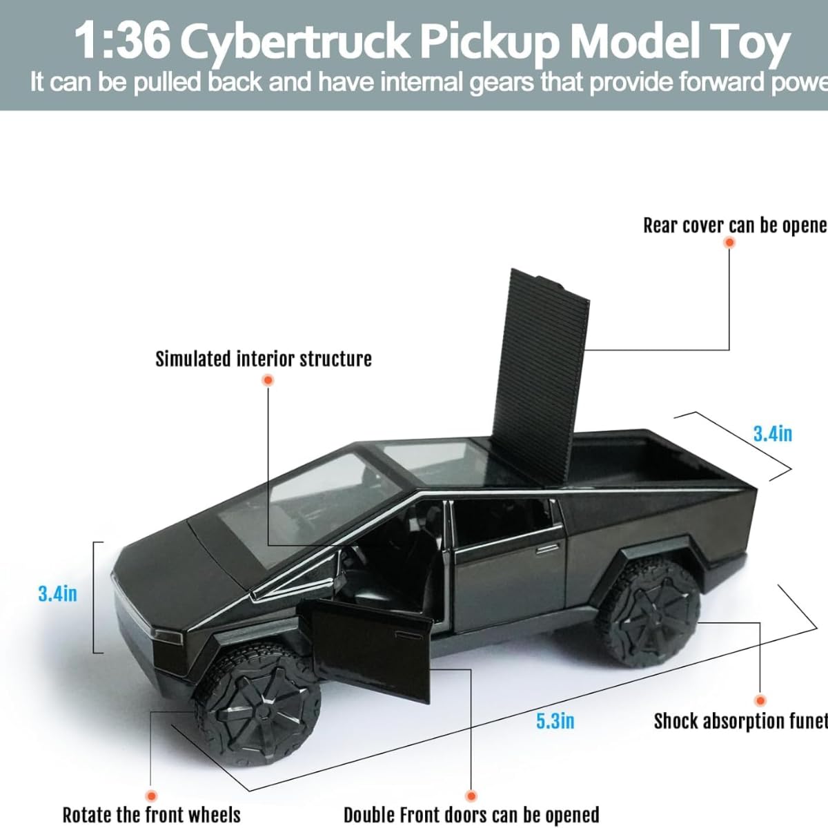 Tesla Cyber Truck Model Car Exclusive Alloy Metal Pull Back Die-cast Car Diecast Metal Toy car
